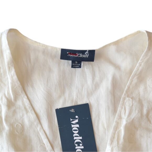ModCloth Easy Go White Cotton Romper Playsuit Size S - Picture 3 of 5
